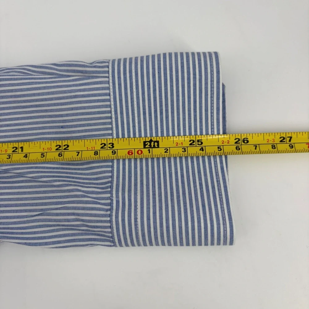 Banana Republic Grant Fit Mens Blue Pinstripe 120s Supima Cotton Shirt‎ Size M
